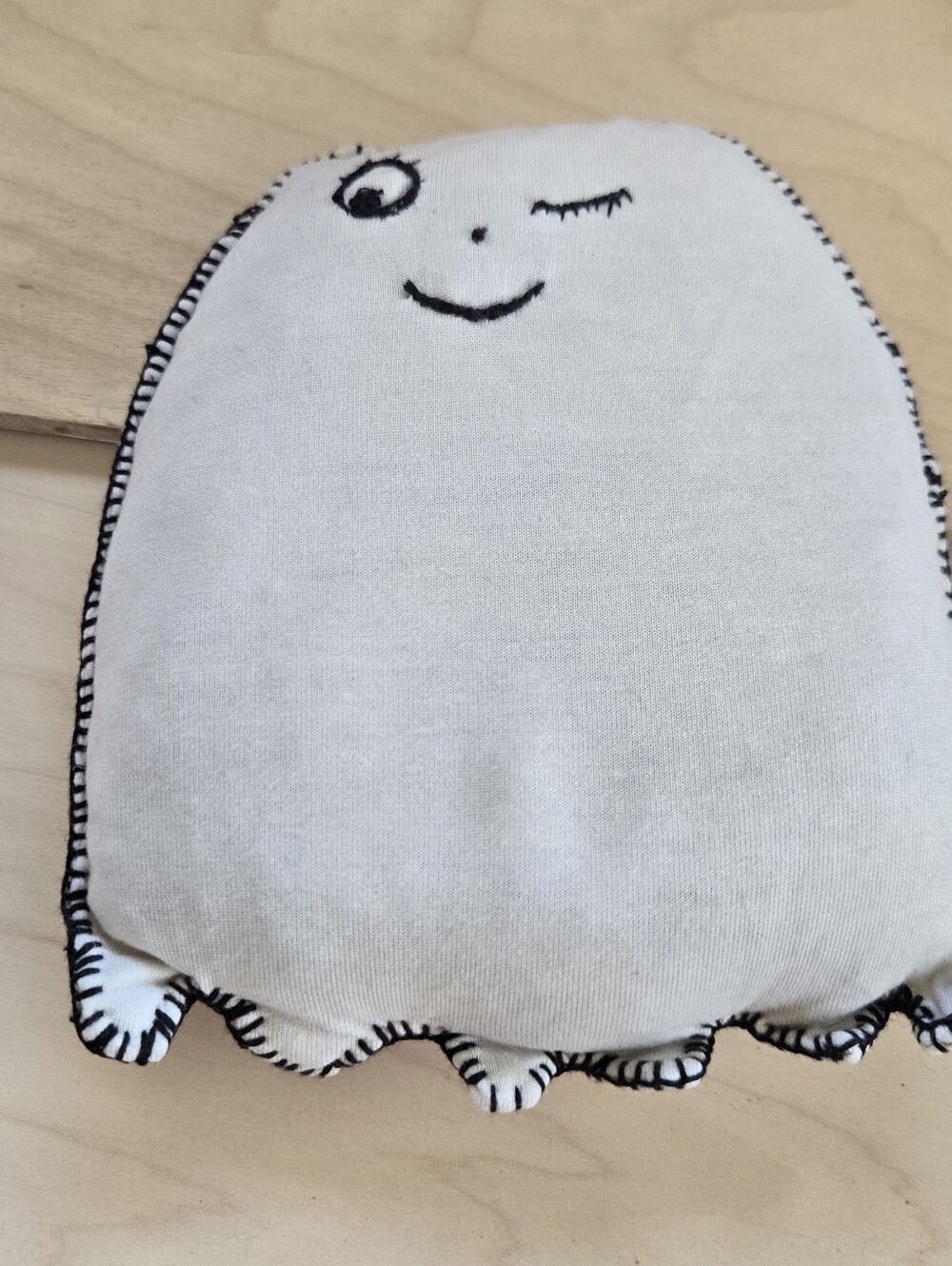 Hand Sewn Lavender Rice Ghost | White Repurposed Fabric Ghost | 5" x 6" Handmade